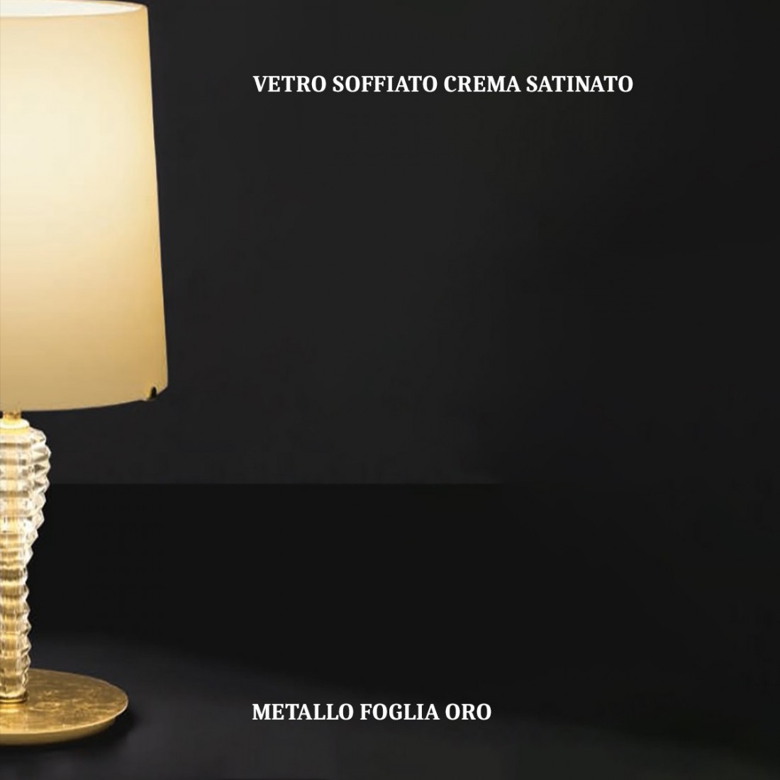 Abat-jour LM-4422 1LT E27 LED 58H vetro soffiato bianco crema cristallo lampada tavolo classica interno