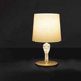 Abat-jour LM-4420 1L E27 LED 38H vetro soffiato bianco crema cristallo lampada tavolo classica interno