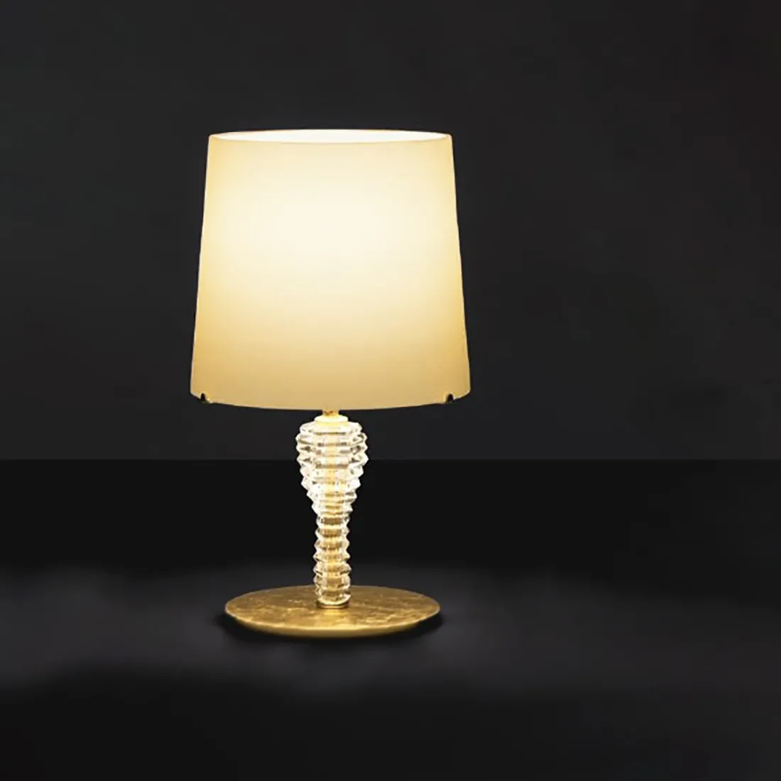 Abat-jour LM-4420 1L E27 LED 38H vetro soffiato bianco crema cristallo lampada tavolo classica interno