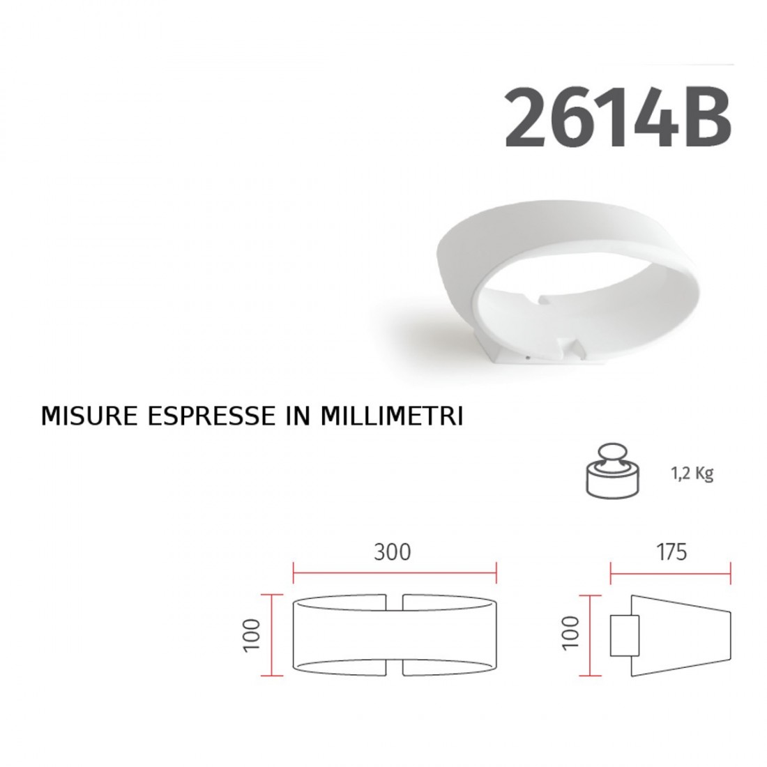 Applique BF-2614B LED 12W plâtre à peindre bande biémission lampe mur intérieur IP20