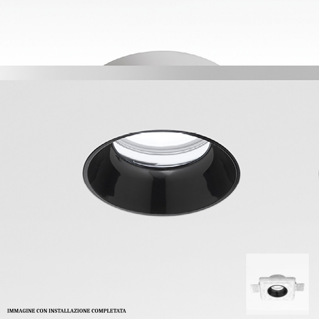 Faretto incasso GE-GFA633 GU10 LED IP20 moderno gesso cromo lucido nero lampada soffitto tondo cartongesso interno