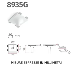 Spot encastré BF-8935G GU10 LED plâtre blanc à peindre à l'intérieur IP20