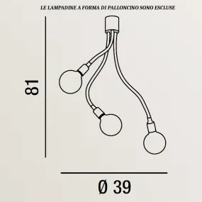 Plafoniera PZ-BULBO 6678 B E27 LED metallo bianco opaco bracci orientabili lampada soffitto ultramoderna interno