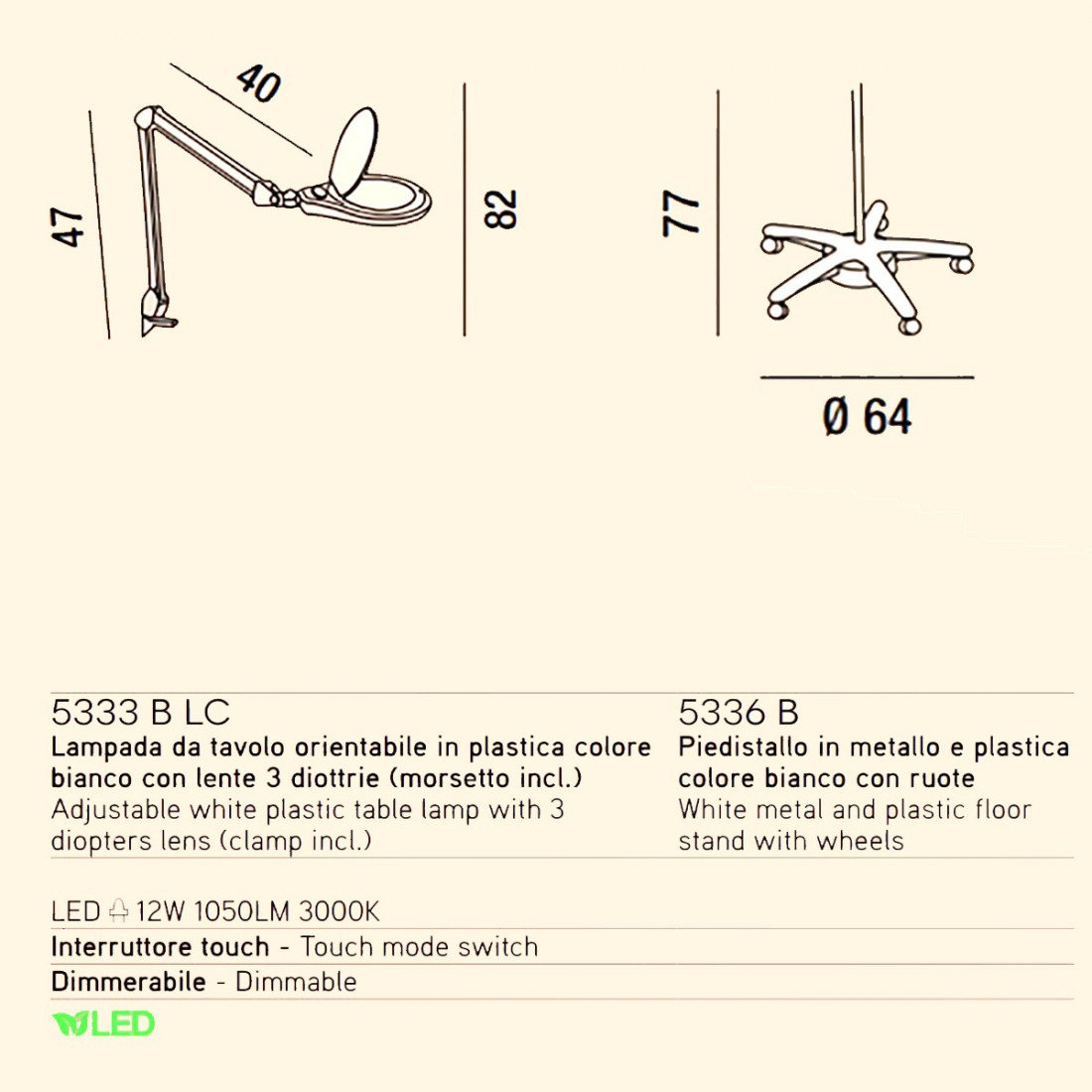 Lampadaire CLOSE 5333 + 5336 Perenz Lighting