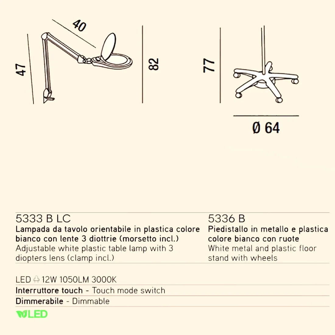 Lampadaire CLOSE 5333 + 5336 Perenz Lighting