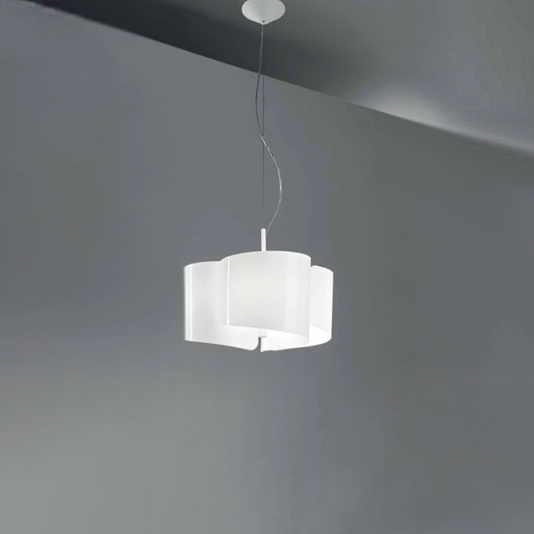 Lustre moderne rond en verre blanc 3 ou 5 lumières E27 led