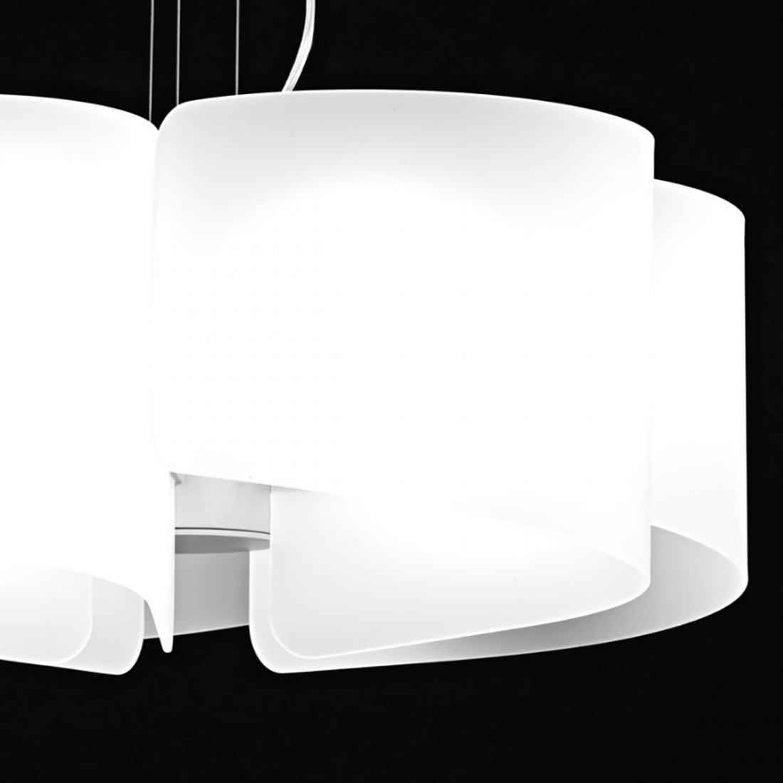 Runder weißer Glaskronleuchter, Helix, moderne 5 Lichter E27 LED