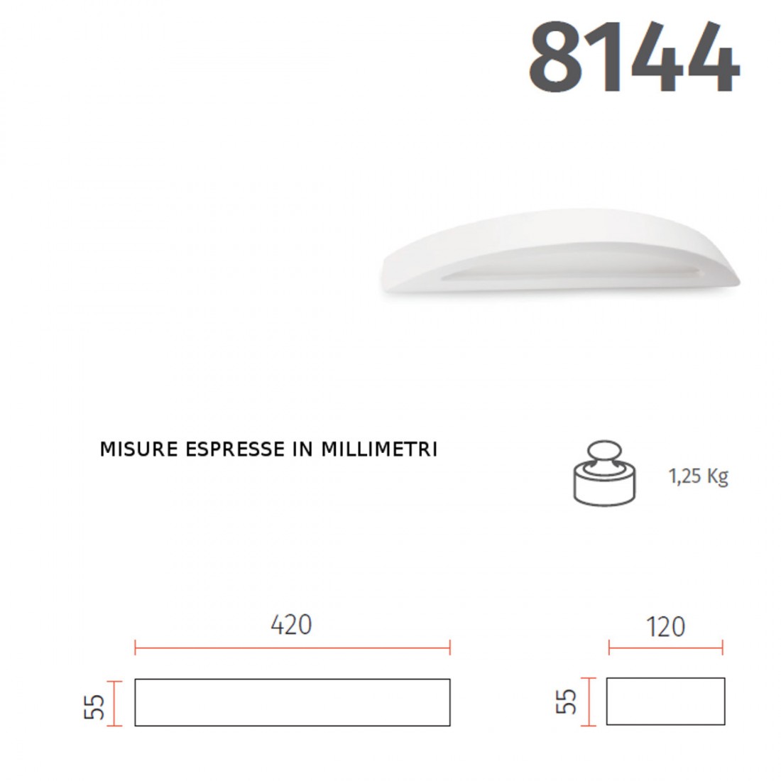 Belfiore 9010 ERIDA THIN 8144.3071 Applique LED en plâtre