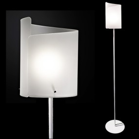 Lampadaire moderne en verre satiné blanc, noir brillant