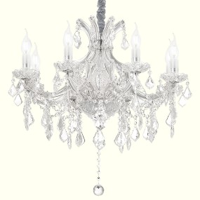 Lustre classique pampilles en cristal transparent 8 lumières