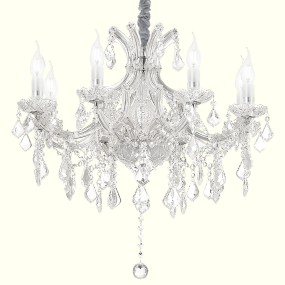 Lustre classique pampilles en cristal transparent 8 lumières