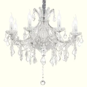 Lustre classique pampilles en cristal transparent 8 lumières