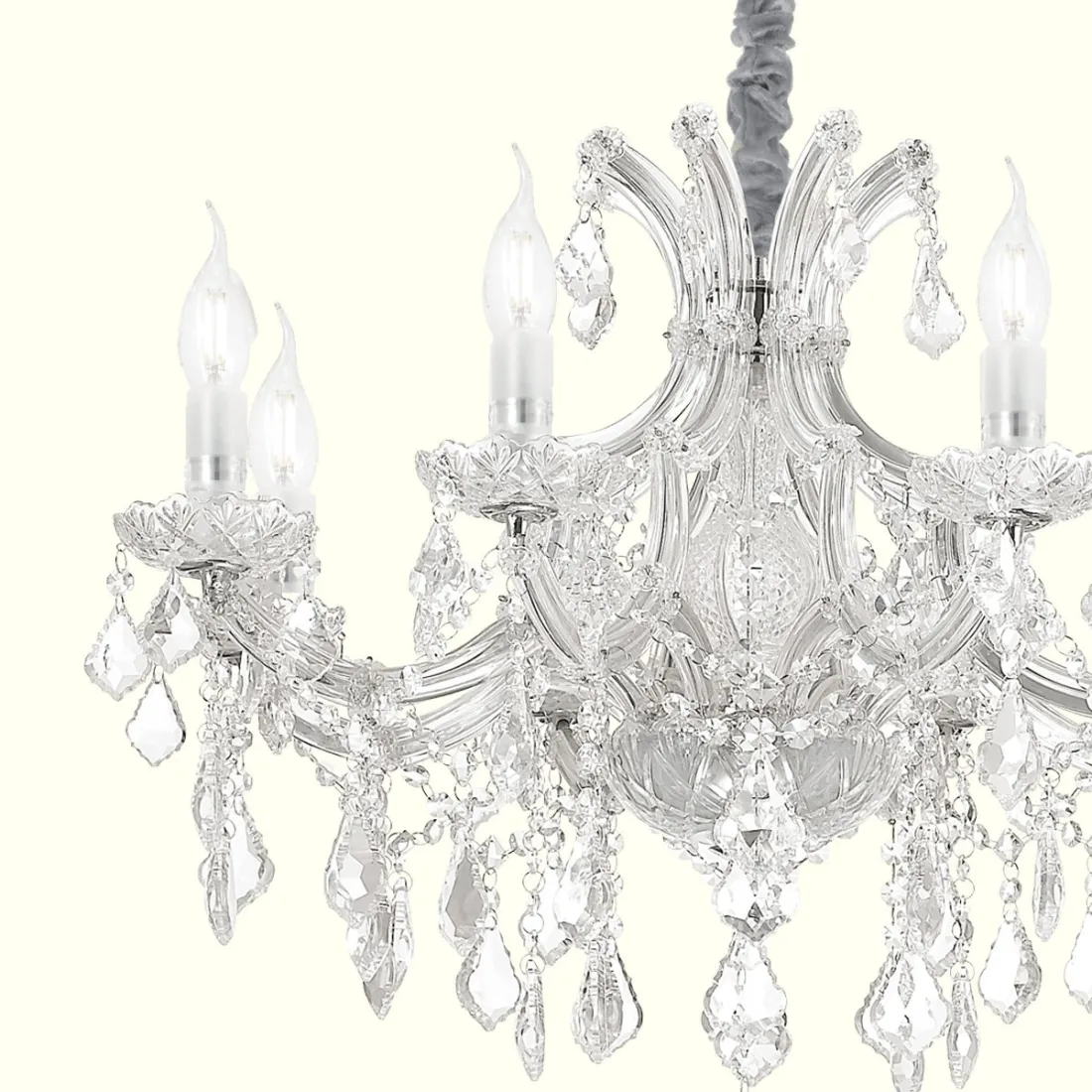 Lustre classique pampilles en cristal transparent 8 lumières