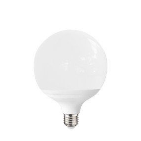 Bombilla globo plástico blanco, led E27 15W, luz natural