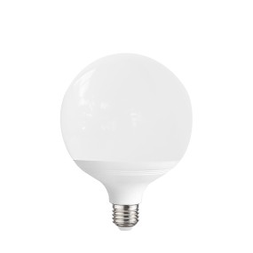 Ampoule globe en plastique blanc, led E27 15W, lumière chaude