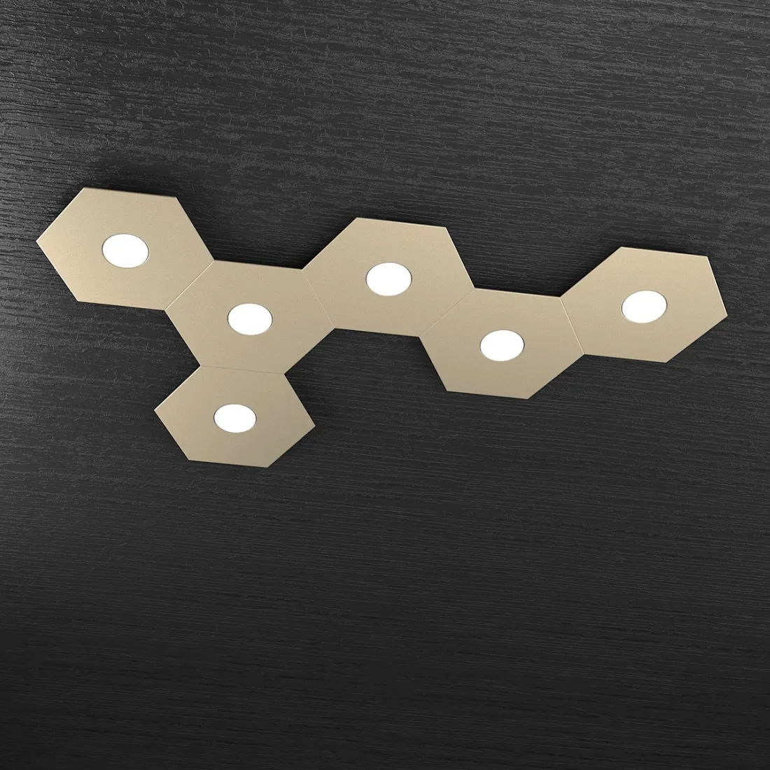 Plafón rectangular de seis luces en metal con luz difusa. Condujo.