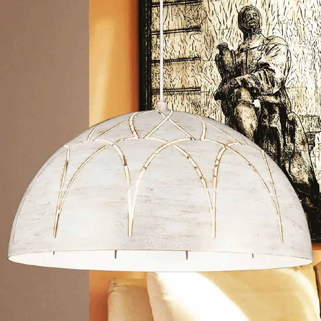 Lustre classique à dôme à led blanc vieilli