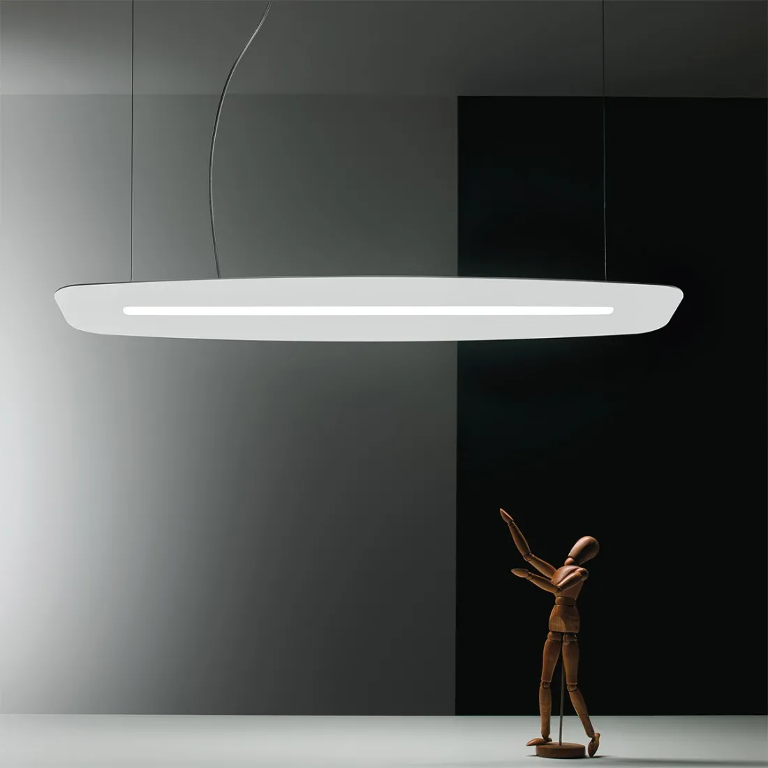 Sospensione moderna, rettangolare, modulo led dimmerabile caldo