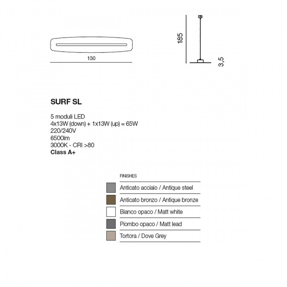 Suspension rectangulaire moderne, module LED dimmable chaud