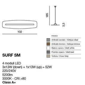 Suspension rectangulaire moderne, module LED dimmable chaud