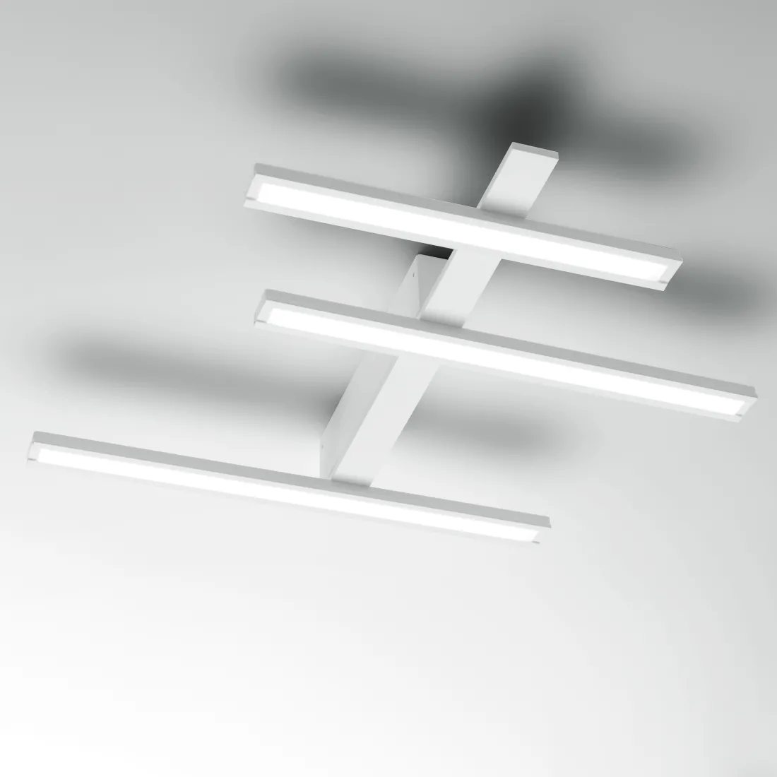 Deckenleuchte oder Wandleuchte aus weißem Aluminium mit dimmbarem warmem LED-Licht