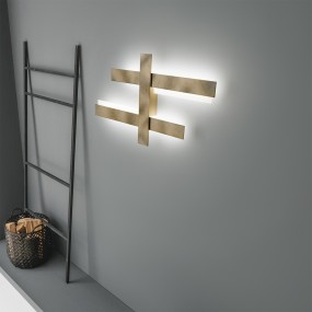 GN-MIKADO PM plafonnier 90W 9000LM 3000°K 90CM dimmable antique aluminium lampe mur plafond bi-émission moderne