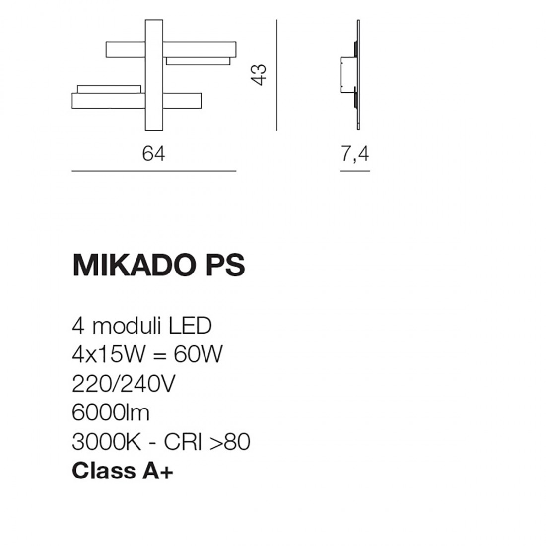 Plafoniera moderna rettangolare modulo led integrato luce calda