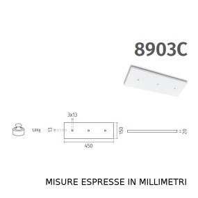 Gips-Deckenleuchte Belfiore 9010 FLAT TRIS 8903C.3040 LED