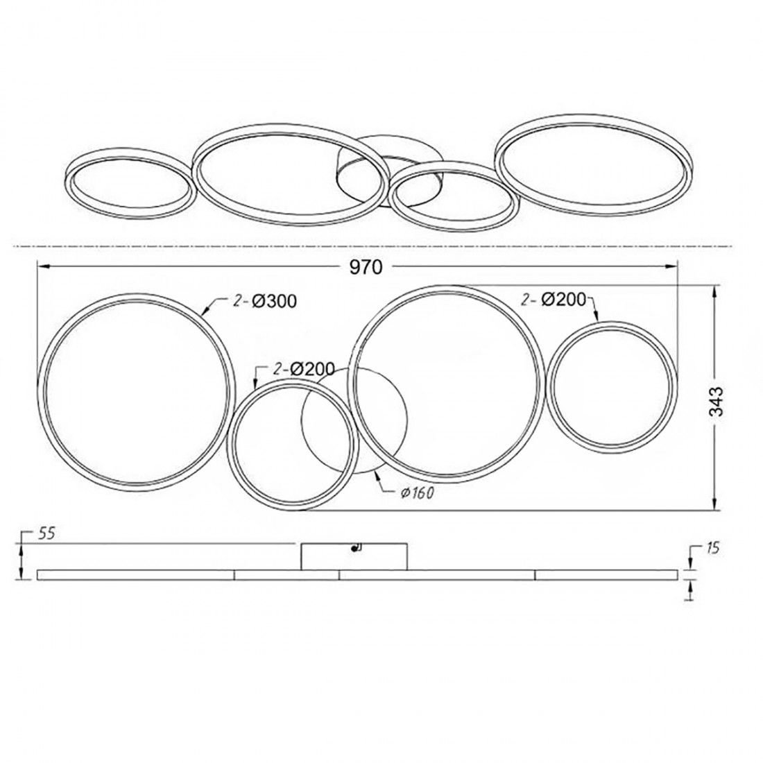 Plafoniera moderna ad anelli Rondo Trio Lighting 6226104032