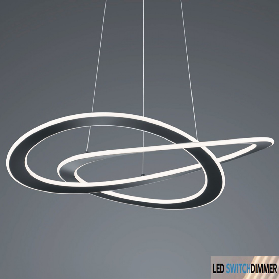 Sospensione Oakland Trio Lighting led luce calda dimmerabile nikel o antracite