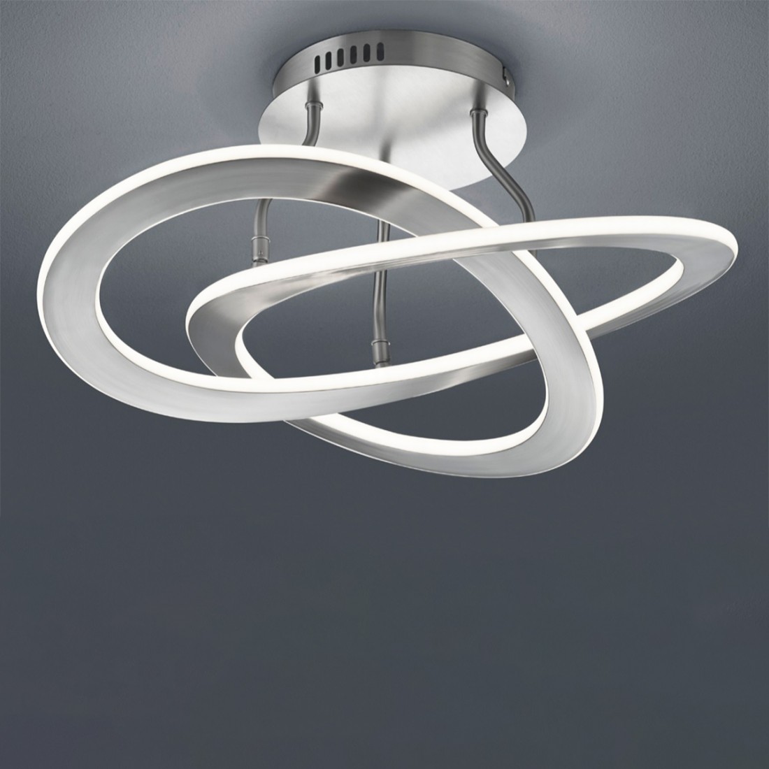 Plafoniera Oakland Trio Lighting led luce calda dimmerabile nikel o antracite