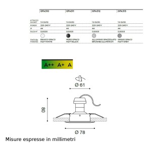 Faretto incasso GE-GFA310 GFA311 GFA312 GFA313 Gea Led