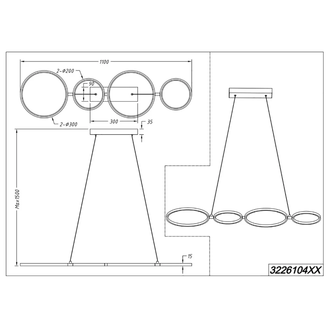 Rondo Trio Lighting 322610431 candelabro moderno