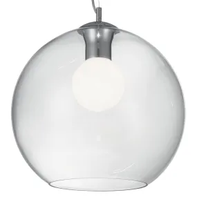 Aufhängung in transparentem Glas, Fassung E27 max. 60W.