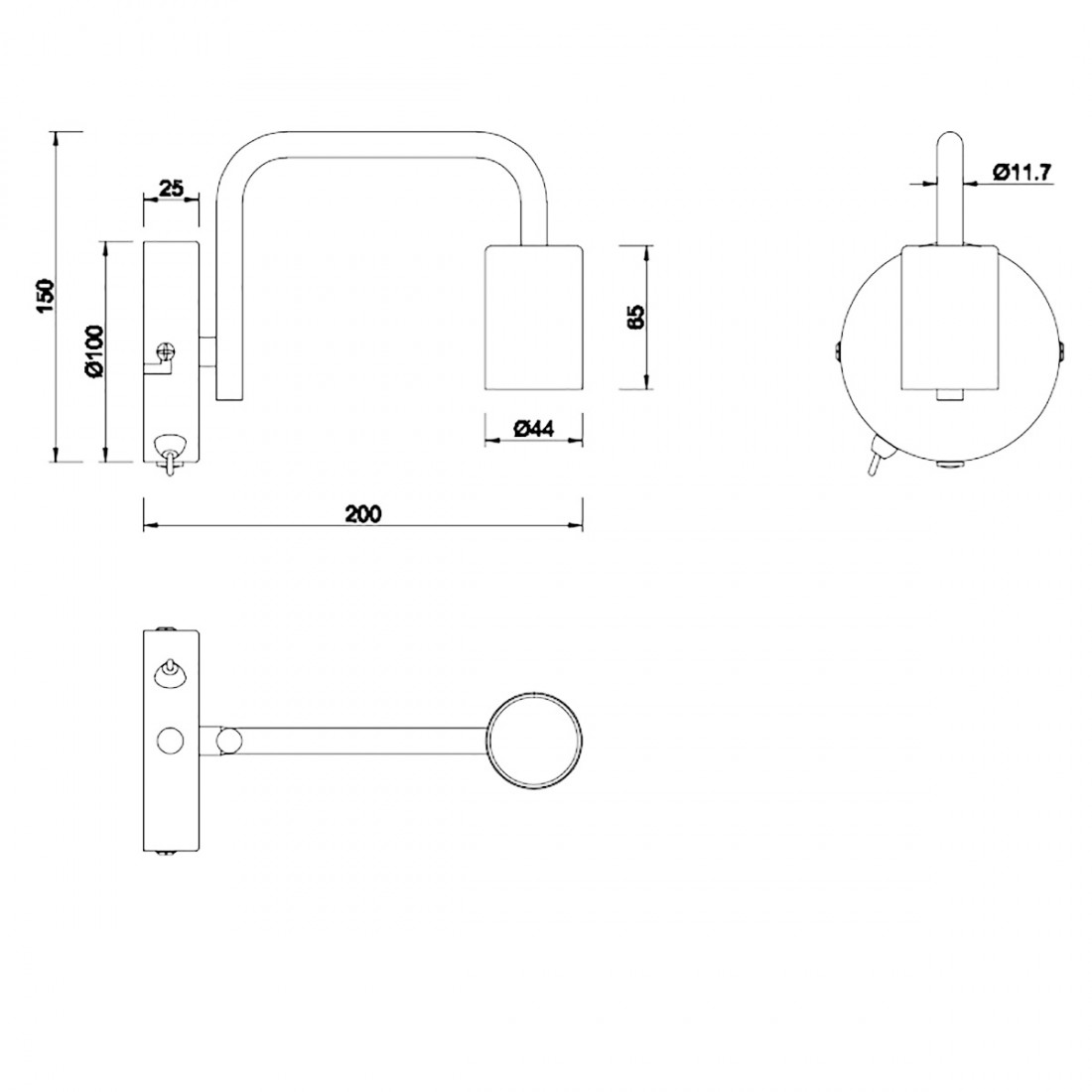 Trio Lighting Wandleuchte DIALLO 208070132 E27 LED