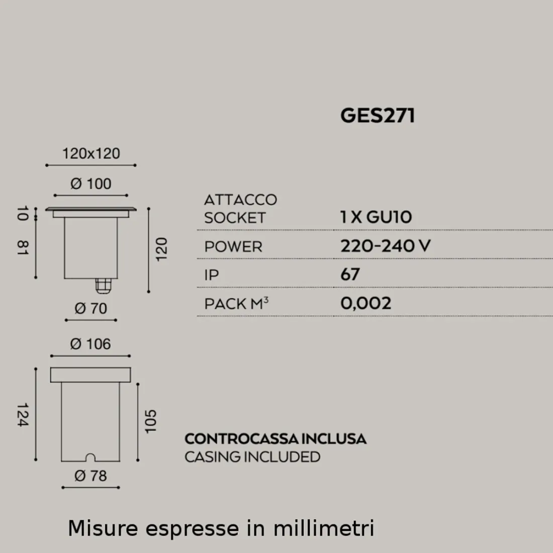 Faretto incasso acciaio Gea Led EGOI GES271