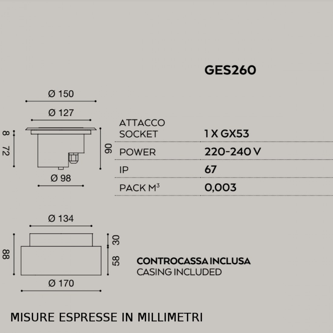 Faretto incasso GE-GES260 Gea Led