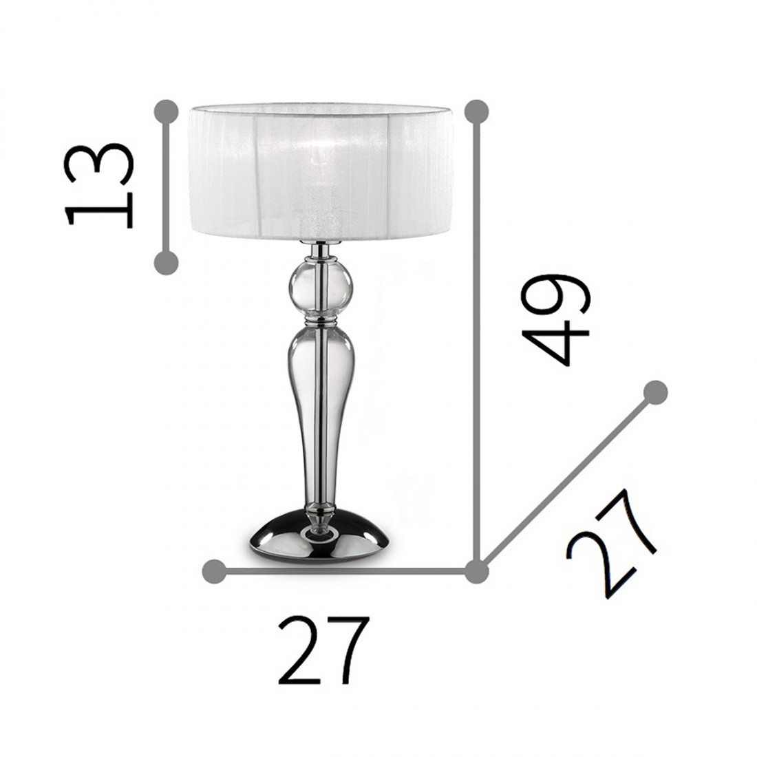 Ideal Lux Tischlampe aus mundgeblasenem Glas und Organzahut