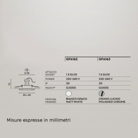 Faretto da incasso moderno a led Gfa162 Gfa163 Gea Led da interni