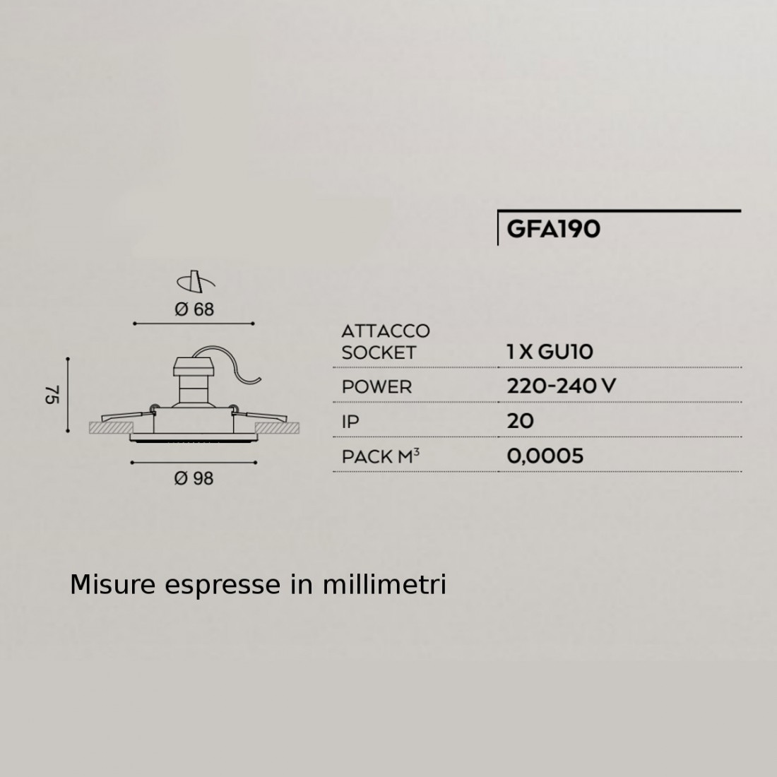 Faretto incasso GE-GFA190 Gea Led