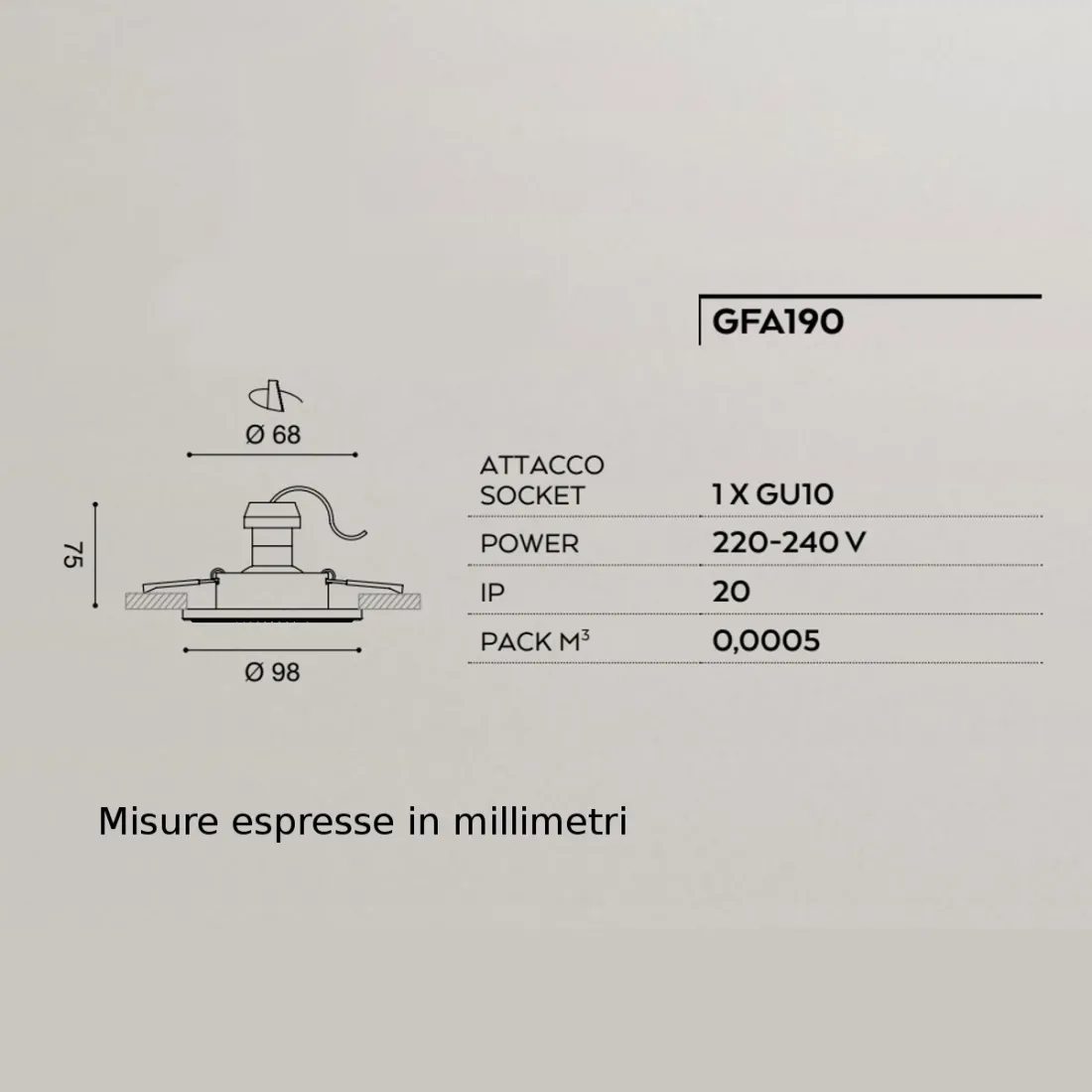 GE-GFA190 Gea Led spot encastré