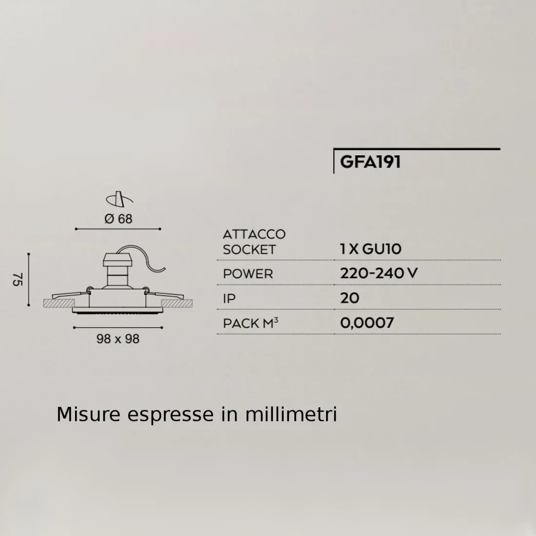 Faretto incasso GE-GFA191 Gea Led