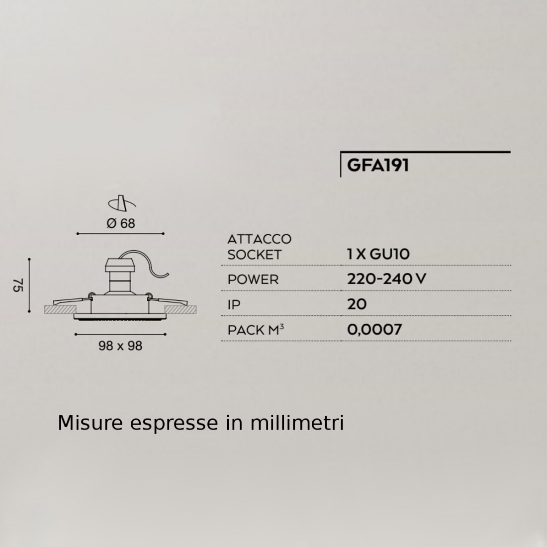 Faretto incasso GE-GFA191 Gea Led