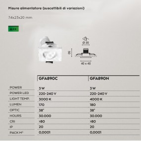 Einbaustrahler aus Aluminium Gea Led ELARA GFA890C GFA890N