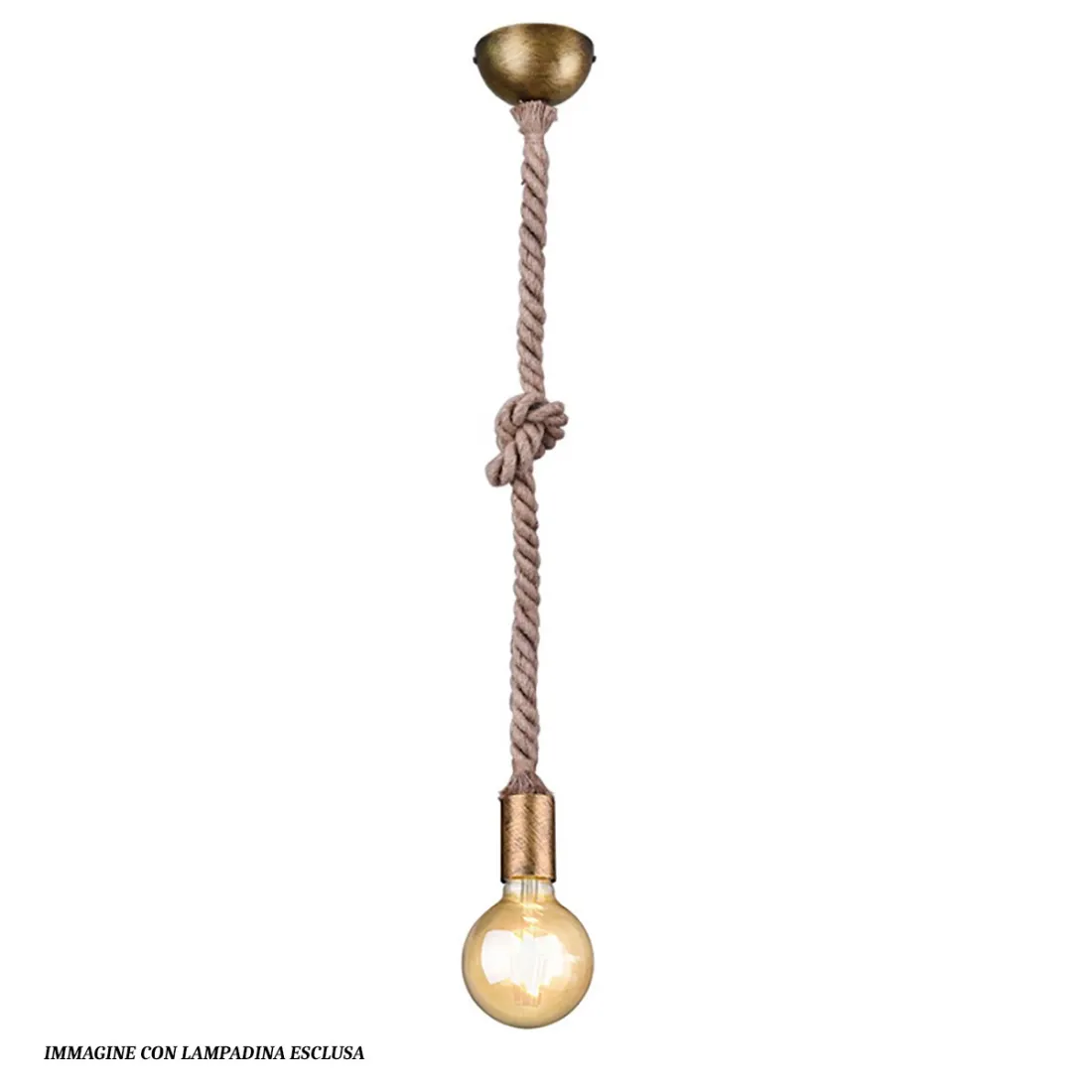 Lampadario corda 1 luce Rope Trio Lighting rustica vintage solo lampadina