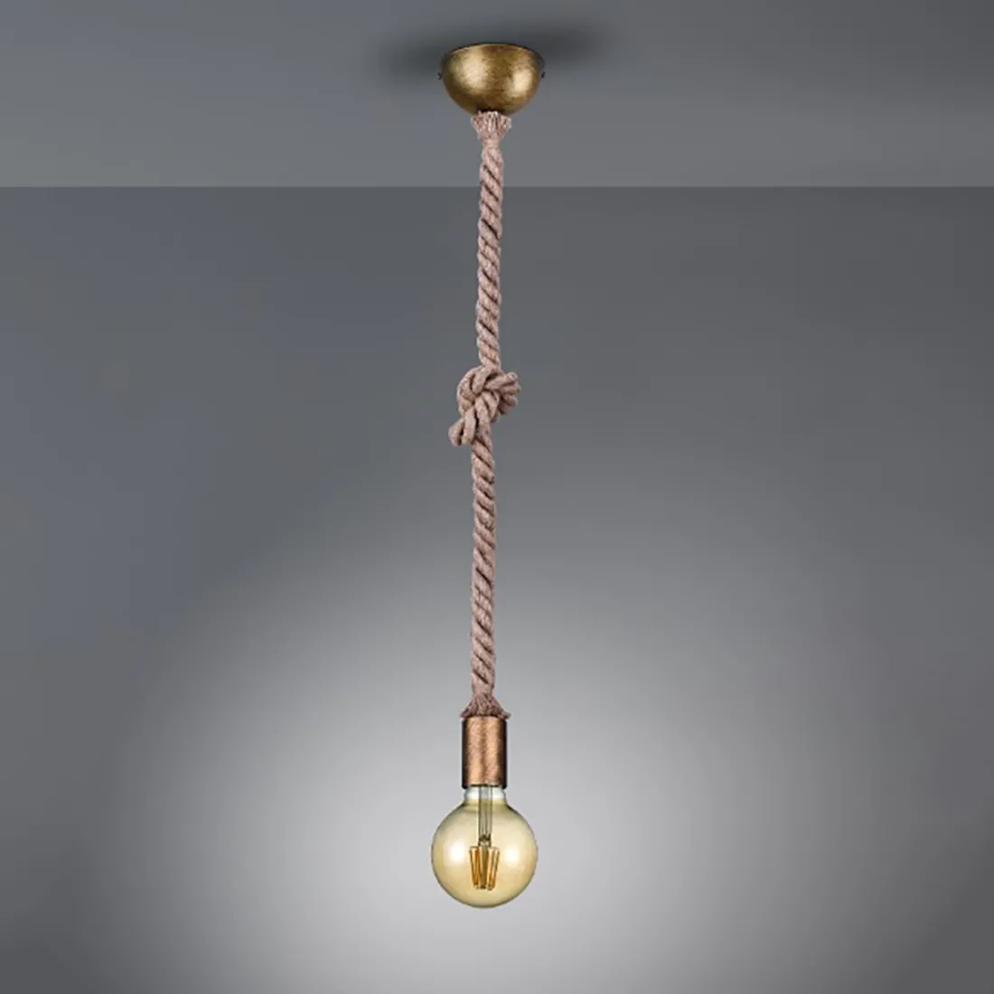 Lustre en corde 1 lumière Rope Trio Lighting rustique vintage seulement ampoule