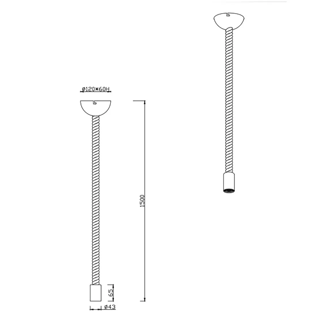 Rope Trio Lighting lámpara de cuerda 1 luz rústica vintage bombilla solamente