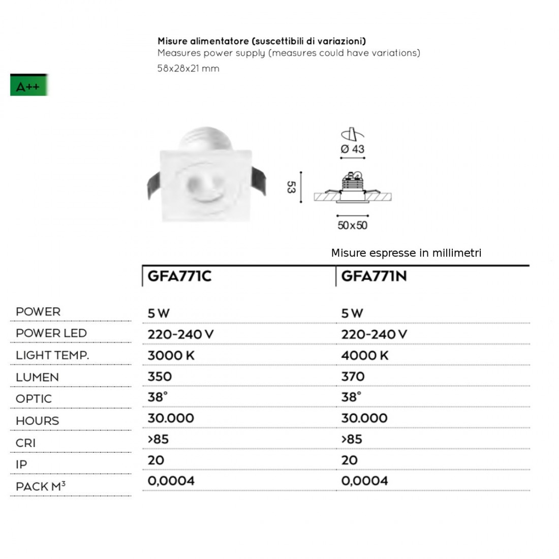 Faretto incasso GE-GFA771 Gea Led