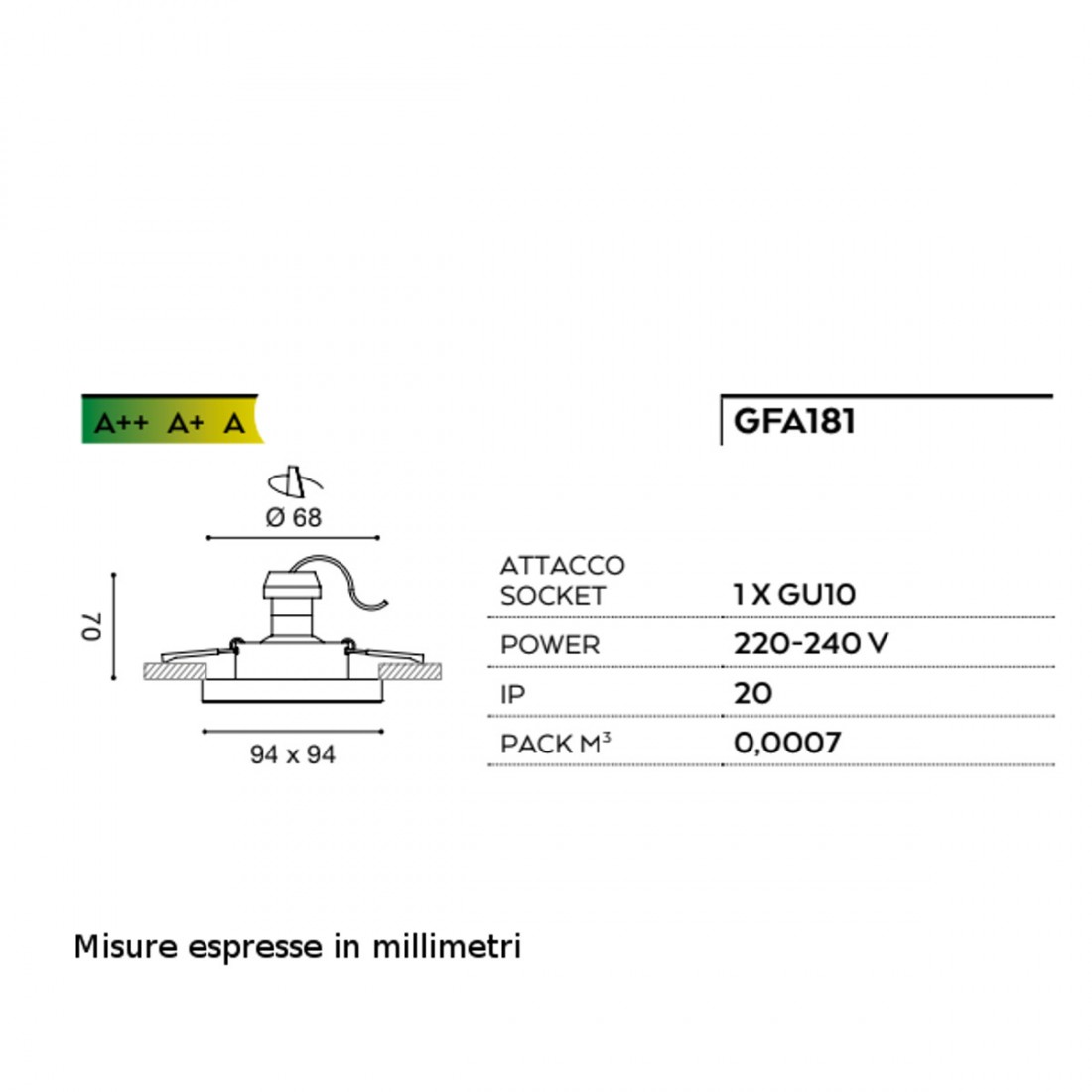 Faretto incasso GE-GFA180 Gea Led