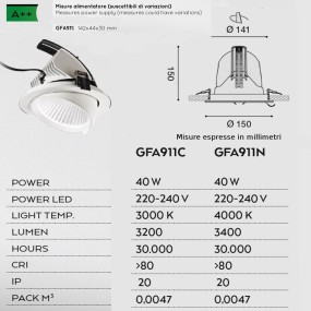 Faretto incasso GE-GFA911 Gea Led